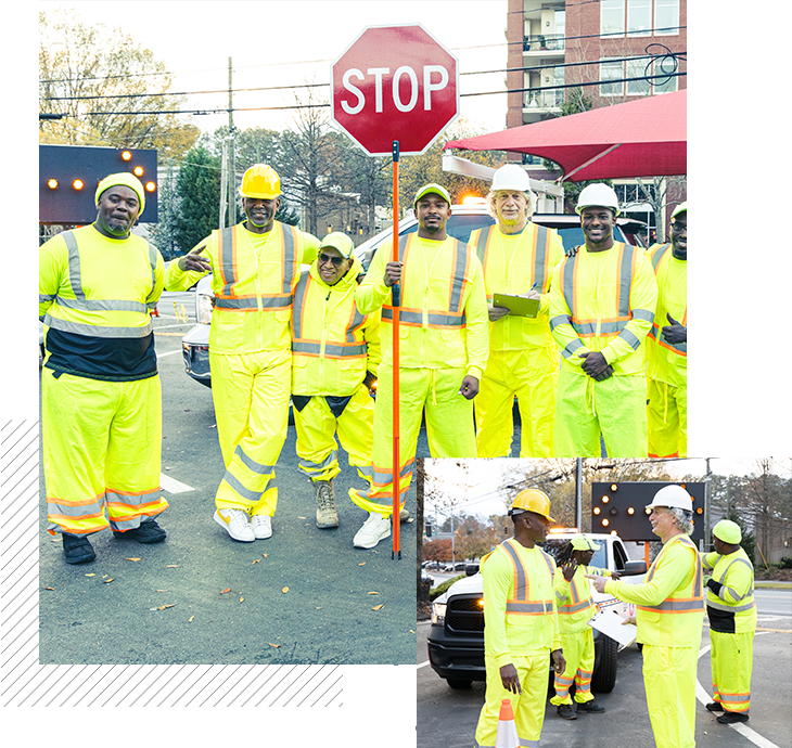 A group of construction workers standing next to each other.